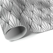 シルバーおよびブラックダイヤモンドのアールデコパターン ラッピングペーパー (ロールコーナー)