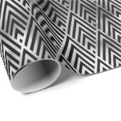 シルバーおよびブラックダイヤモンドのアールデコパターン ラッピングペーパー (ロールコーナー)