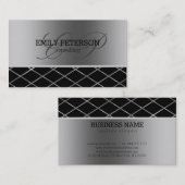 シルバーおよびブラック幾何デザイン 名刺 (正面/裏面)