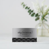 シルバーおよびブラック幾何デザイン 名刺 (スタンド正面)