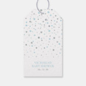 シルバーおよびブルーのバルーン |パーティーありがとうメッセージカード ギフトタグ (裏面)