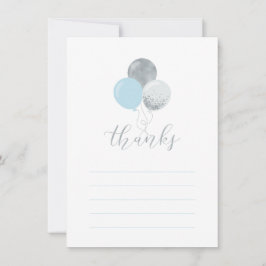 シルバーおよびブルーのバルーン |パーティー感謝状 サンキューカード