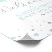 シルバーおよびブルーのバルーン |男の子のシャワーへようこそ ポスター (角)