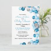 シルバーおよびブルーバルーンベビーシャワー招待状 招待状 (スタンド正面)