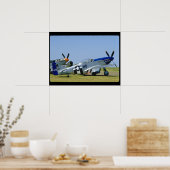 シルバーおよびブルー、P51マスタング、Side_WWII飛行機 ポスター (キッチン)