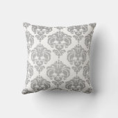 シルバーおよびホワイトダマスクのパタモダンーンエレガント クッション (裏面)