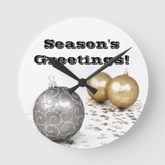 シルバーおよび金ゴールドオーナメントカスタム時計 ラウンド壁時計 (正面)