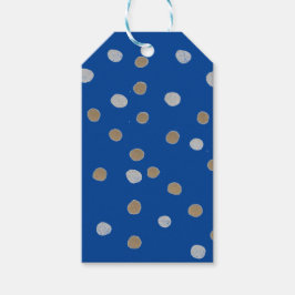 シルバーおよび金ゴールド水玉模様オンブルー ギフトタグ