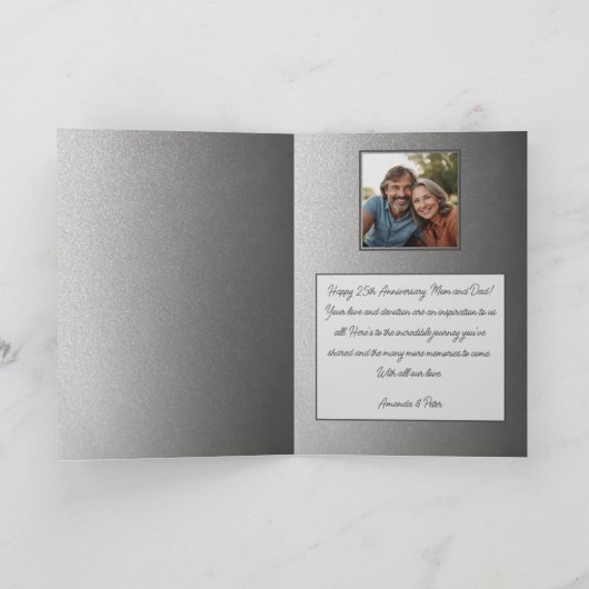 シルバーお洒落ハート25結婚周年記念 カード (内部)