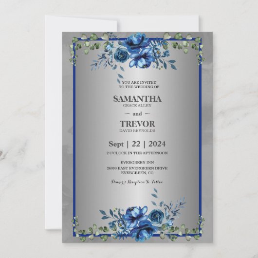 シルバーお祝いのラブ招待状 招待状 (正面)