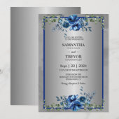 シルバーお祝いのラブ招待状 招待状 (正面/裏面)