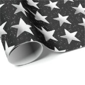 シルバーお祝いスターズ ラッピングペーパー (ロールコーナー)
