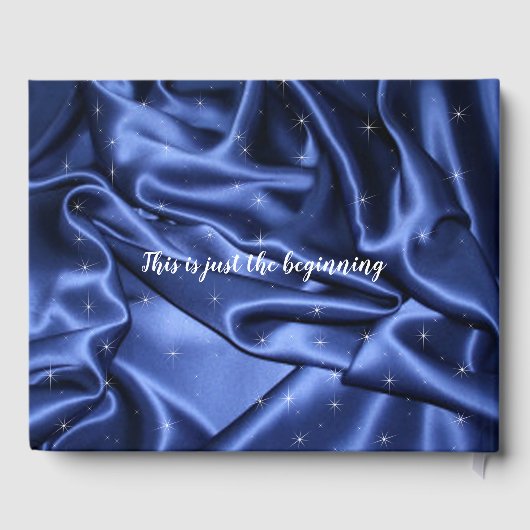 シルバーかわいらしグリッターとブルーサテンキンセアニェラ ゲストブック (裏面)