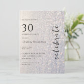 シルバーかわいらしスノー&《写真》ぼけ味30歳の誕生日パーティー 招待状 (スタンド正面)