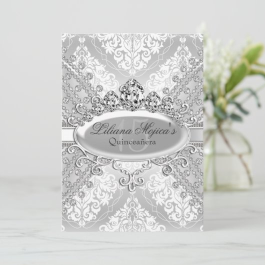 シルバーかわいらしダマスクティアラキンセアニェラ 招待状 (スタンド正面)