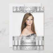 シルバーかわいらしフローラフォトキンセアニェラ招待状 招待状 (正面)