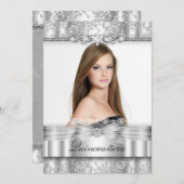 シルバーかわいらしフローラフォトキンセアニェラ招待状 招待状 (正面/裏面)