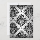 シルバーかわいらし&ティール（緑がかった色）ダマスクスウィート16招待状 招待状 (裏面)