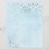 シルバーかわいらし&ブルーヴィンテージスクラップブック紙 (正面/裏面)