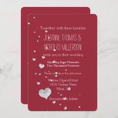 シルバーきらきら光るハート結婚ズ 招待状 (正面/裏面)