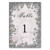 シルバーきらめくオーナメント雪の冬の結婚式 テーブルナンバー (裏面)