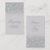 シルバーきらめくグリッター結婚の登録票 エンクロージャーカード (正面/裏面)