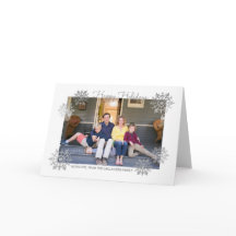 シルバーきらめくシックなスノーフレークホリデーフォト