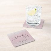 シルバーきらめくダストアンドピンク スクエアペーパーコースター (インサイチュ)