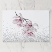 シルバーきらめくドット紙ランチョンマット、フローラ ペーパーパッド (正面)