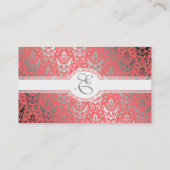 シルバーきらめくピーチエレガントダマスクウーマン 名刺 (裏面)