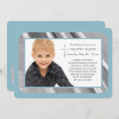 シルバーきらめくフォトコミュニオン招待状 招待状 (正面/裏面)