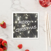 シルバーきらめくライトクリスマスペーパーナプキン スタンダードカクテルナプキン (インサイチュ)