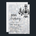 シルバーきらめく社交ダンス30th誕生日招待状 招待状<br><div class="desc">銀の光ファンシーを背景にシャンデリアがこの誕生日の招待にアクセントを与える。</div>