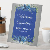 シルバーきらめく：ブルーフローラブライダルシャワー 台座サイン (インサイチュ)