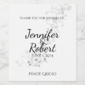 シルバーつる植物結婚ズのワインラベル ワインラベル (シングルラベル)