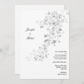 シルバーつる植物結婚式招待状 招待状 (正面/裏面)