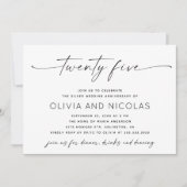 シルバーで25周年記念のモダンな結婚記念日のフォトパーティー 招待状 (正面)