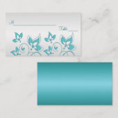 シルバーとアクアのフローラプレイスカード プレイスカード (正面/裏面)