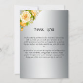 シルバーとイエローのバラ結婚ズ サンキューカード (正面)