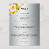 シルバーとイエローのローズのウェディング詳細 エンクロージャーカード (正面)