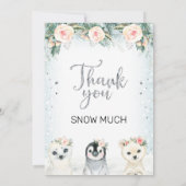 シルバーとウィンターアニマル 誕生日感謝カード 招待状 (裏面)