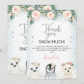 シルバーとウィンターアニマル 誕生日感謝カード 招待状 (正面/裏面)