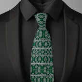 シルバーとエメラルドレイシーの柄 ネクタイ