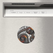 シルバーとオレンジのマンデルブロー球磁石 マグネット (インサイチュ (食洗機))