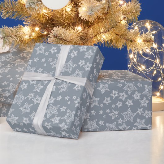 シルバーとグリッター ラッピングペーパー (クリスマス)