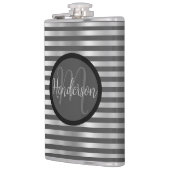 シルバーとグレーのモノグラストライプのム フラスク (左)