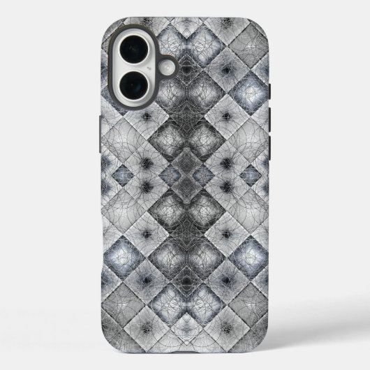 シルバーとグレーの幾何学的な抽象的ラティス柄 Case-Mate iPhoneケース (裏面)