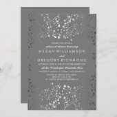 シルバーとグレーの赤ちゃんの息のリハーサルディナー 招待状 (正面/裏面)