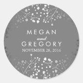 シルバーとグレーの赤ん坊の息結婚は ラウンドシール (正面)