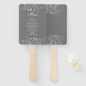 シルバーとグレー結婚のメニュー ハンドファン (正面&裏面)